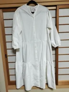 【未使用】長袖ロングワンピース ホワイト