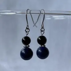 ラピスラズリとオニキスのピアス [1654]