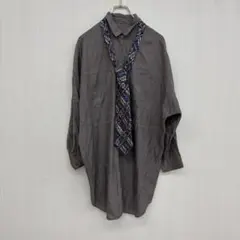 美品✨ ナノユニバース 長袖 シャツ ネクタイ付き 無地 下北系 高級素材 希少