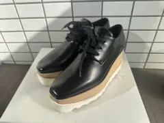 ステラマッカートニー エリス 35.5 黒 レザー 厚底 レースアップシューズ