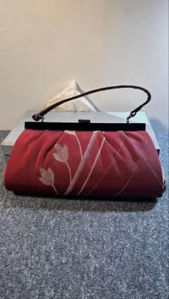 赤い花柄 和装用バッグ