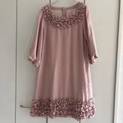 ［アンド　ラブ］フリル付きピンク七分袖ワンピースのサムネイル