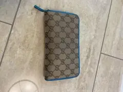 【美品】GUCCI 長財布 　GG柄　キャンバス　ラウンドファスナー　ブルー
