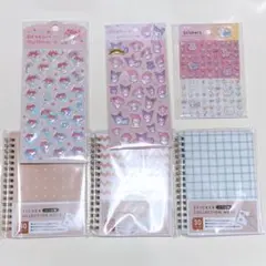シール帳 シンプル柄 ぷくっとシール タイルシール マイメロ クロミ 6点セット