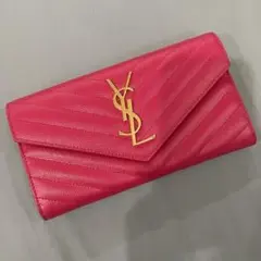 SAINT LAURENT 長財布 フラップウォレット ピンクのサムネイル