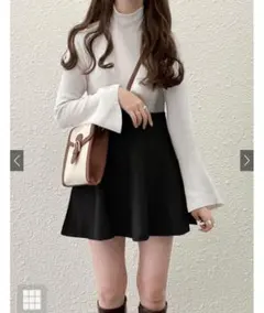 ハイネックベルスリーブリブニットトップス[k9064b]