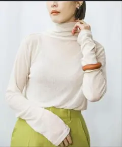 ホワイト タートルネック シアートップス