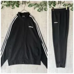 adidas アディダス スウェット ジャージ セットアップ上下 黒 大きい O