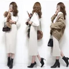 新品　ワイドリブニットナロースカート　M