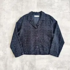 80s USA製 テンセル オープンカラー ショート丈 刺繍デザイン ジャケット
