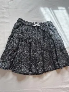 anyFAM黒白ドット柄フレアスカート 130cm