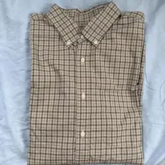 UNIQLO チェック柄 長袖シャツ ブラウン XL