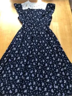 Honeys レース花柄ワンピース ネイビー 紺 S