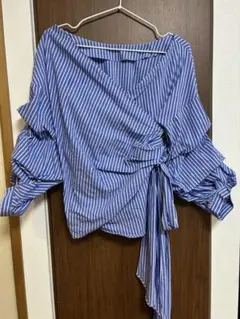 Zara Woman カシュクールブラウス フリル袖 リボン　ストラップ