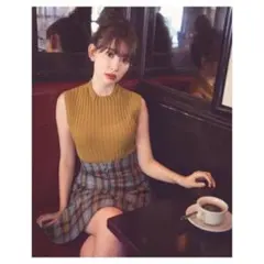 リランドチュール チェック切り替えAラインスカート