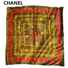 ⭐︎CHANEL シャネル　ターコイズ シルクスカーフ　目立つ汚れなし⭐︎ ⭐︎CHANEL シャネル ターコイズ シルクスカーフ 目立つ汚れなし
