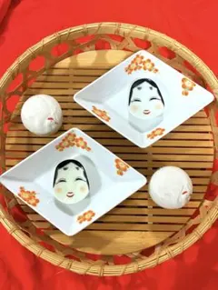 新品未使用　波佐見焼　有田焼　幸楽窯　お正月　迎春　鶴　節分　おかめ　ひな祭り