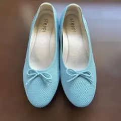 steppi 水色 フラットシューズ リボン付き