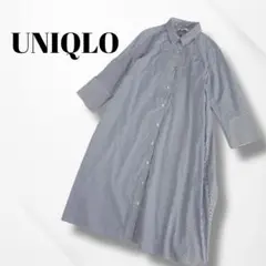 UNIQLO/ユニクロ/エクストラファインコットンAラインワンピース/七部袖/L