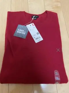 新品　KAWS×UNIQLO カシミヤ　セーター　レッド　XL