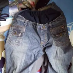 デニムブルー マタニティパンツ ゴムウエスト