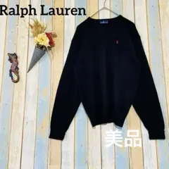 【Ralph Lauren 】メンズ ニットセーター ウール　赤ロゴ　Mのサムネイル