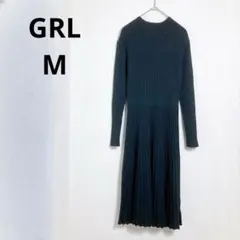 グレイル モックネックフレア ニットワンピース リブ ストレッチ 秋冬 M