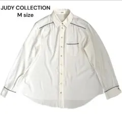 JUDY COLLECTION 白 シャツ パイピング 通勤 透け感のサムネイル