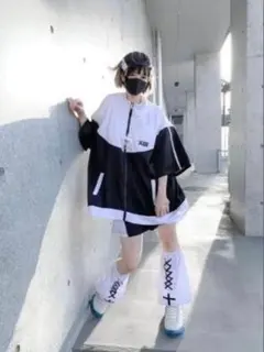 ぬた。しまむら　FLC 天国 ジャージ 半袖 黒 天使界隈