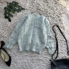 5311✾モトマチセブン✾長袖ニット【F】グレー/セーター/モヘヤ/ドット