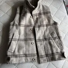 ウール100% ベージュチェック ノースリーブベストジャンバーのサムネイル