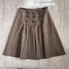 A922 美品 バーバリー アンゴラ混 ウール プリーツ フレアスカート 38