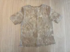 【美品】GU ジーユー　シアープリントT 半袖　ベージュ　XLサイズ