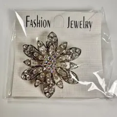 新品未使用 キラキラ輝く ラインストーン フラワー ブローチ コサージュ
