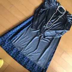 Xmasパーティ　入学式　結婚式　ドレープ袖山　異素材ワンピース　美品❗️