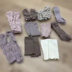 ベビーレッグウォーマーセット（ラベンダー・ベージュ・ホワイト）　靴下付き　美品