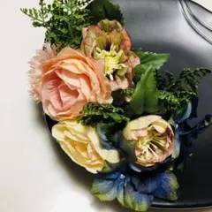 髪飾り　ヘッドドレス　オレンジピンク　クリスマスローズアーティフィシャルフラワー