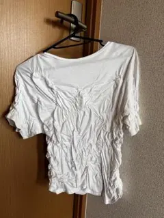 ホワイト しわ加工 Tシャツ コットン100%