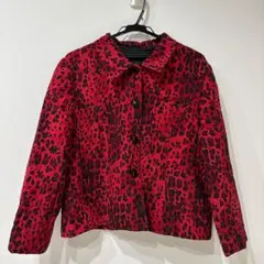 レオパード柄 キルティングジャケット レッドヒョウ柄 総柄アウター 【XL】