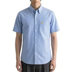 【新品70%OFF】パープル＆イエロー ストライプBDシャツ S ブルーのサムネイル
