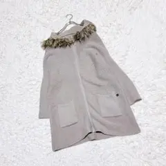 【Kawai Okada】　ジップアップニットコート　（ＭーＬ）　ウール混