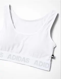 【未使用品】adidas ガールズブラ綿混リブ ハーフトップ 160サイズ 白