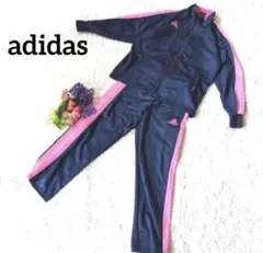adidasアディダス【ビッグロゴ】【2点セット】ネイビージャージキッズ140
