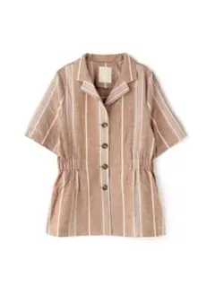 美品綿麻ストライプサイドゴムジャケット FREE'S MART