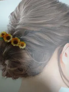 ハンドメイド　ひまわり髪のピン