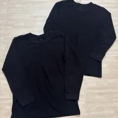 ユニクロ 極暖ヒートテックコットンワッフルクルーネックT XS 黒 2枚セット