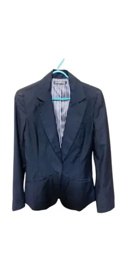 【美品】黒 ジャケット ストライプ裏地 ブラック スーツ風 アウター 綺麗