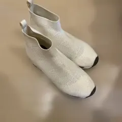 ALL BLACK ホワイト ニット ハイカットスニーカー