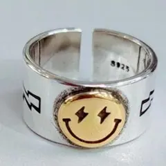 ゴールド ニコちゃん スマイル 笑顔 フェイス リング ユニセックス C76-7