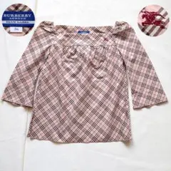 BURBERRY BLUE LABEL ノバチェック ブラウス ピンク 五分袖